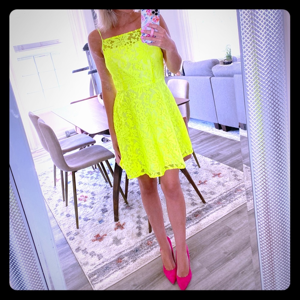 Modern Pop of color artsy dress NEON YELLOW